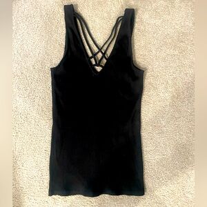 Black strappy-front ribbed tank!